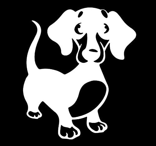 מדבקות ויניל של כלב Dachshund MKR מדבקה ויניל מכוניות משאיות טנדרים מחשב נייד | לבן | 5.5 x 4.7 פנימה